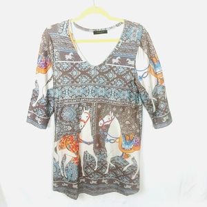 LoveU.Dear Graphic Print Dress Women M Horses